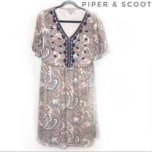 Piper & Scoot Embroidered Paisley Dress